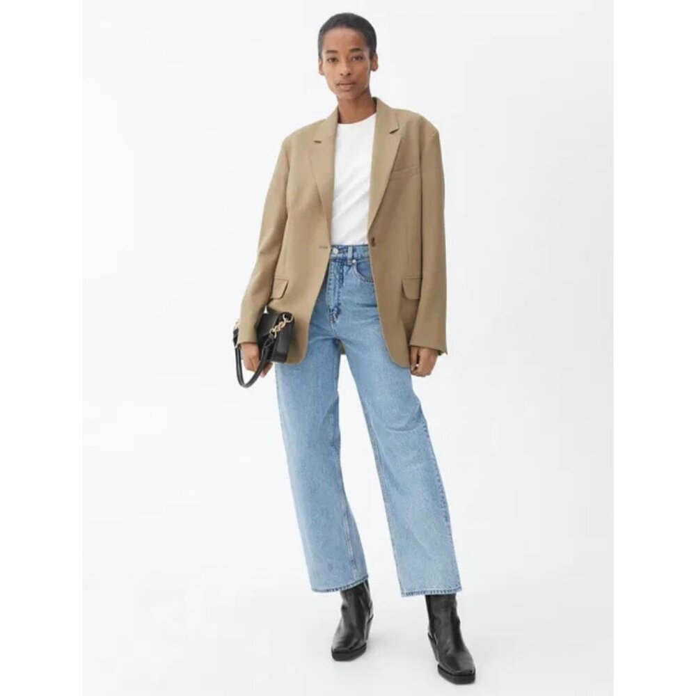 Arket Oversized Wool Hopsack Blazer Beige Size EU 44/ Large